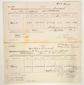 Carson City Mint Memorandum Pair: Silver & Gold Bullion Forms [197501]