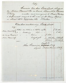Invoice for Gold Dust & Ingot Shipment on the S.S. Panama September, 1849 [194522]