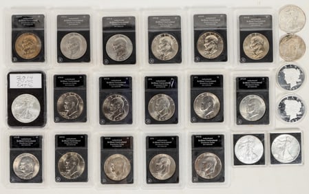 Eisenhower Dollars (16)/Silver Eagles (4)/Silver Rounds (3) [198768]