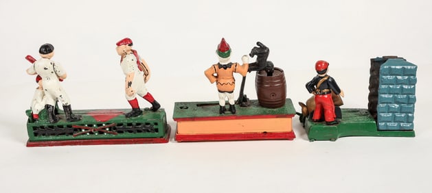 Three Cast Iron Mechanical Toy Banks [200168]