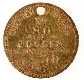Nevada 1910 Metal Hunting License [197558]