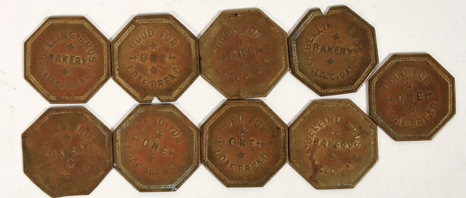 Belling Bros Bakery Tokens (9) Vallejo, CA [197548]