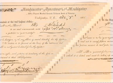 Civil War - Andersonville- Captain Henry Wirz Prison Pass [182429]