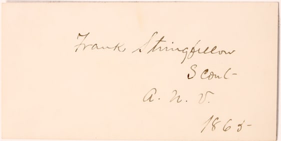 Civil War- Benjamin Franklin Stringfellow Signed Card [186175]