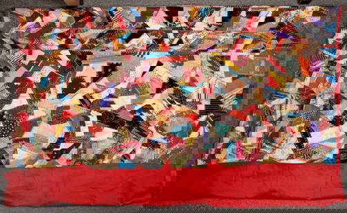 Hand Made Patch Quilt with GAR Patches [200153]: Hand made quilt 60 x 72" approx.. Within the path work are patches of the G.A.R. 20th National Encampment 1886, California Pilgrimage to St. Lois 1886 and Western National Encampment 1886. This is in