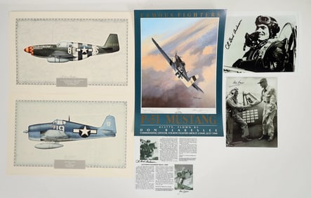 WW2 American Ace Fighter Pilot Prints (3) #2 [183873]