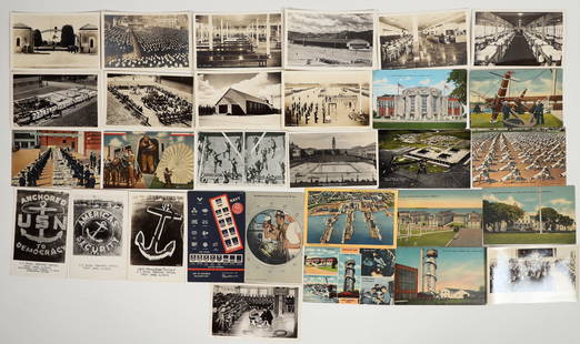WWII Era U.S. Naval Training Facilities & Personnel  Color And Real Photo Postcards (30)) [183842]: Lot of 30. Real Photo Postcards (17) ~ Color (13) ~ No Duplicates Seven postmarked : U.S. Navy, Great Lakes, San Diego, Newport R.I. ^ Date: 1940's Country (if not USA): State: City: Provenance:
