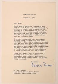 First Lady Nancy Reagan Autograph, c1985 [183254]