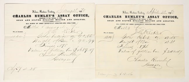Charles Rumley's Assay Office Billheads, Helena, Montana Territory, 1870 [202708]