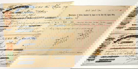 Gold Hill, Nevada Group: Assay Document & Two Deposit Slips [202669]