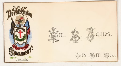 WS James, Gold Hill, Nevada Assayer, Knights Templar Calling Card [202452]