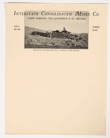 Interstate Cons. Mines Co., Camp Harding (near Goldfield), Nevada Letterhead [202681]