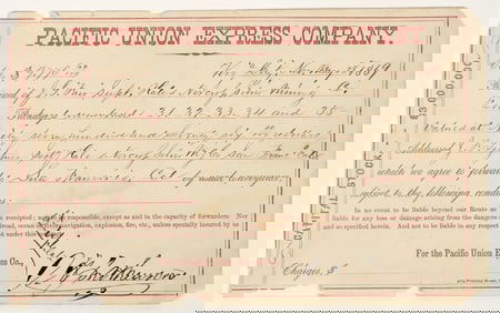 Pacific Union Express Company Receipt for Comstock Mine Shipment, 1869 [202706]
