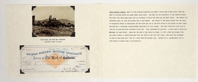 Ophir Silver Mining Company Revenue Check, 1878 [201095]