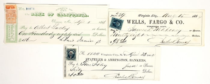 Gould & Curry Mine on Three Different Bank Checks [201627]