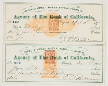Gould & Curry Mining Revenue Check Pair Issued to the Same Miner [200786]