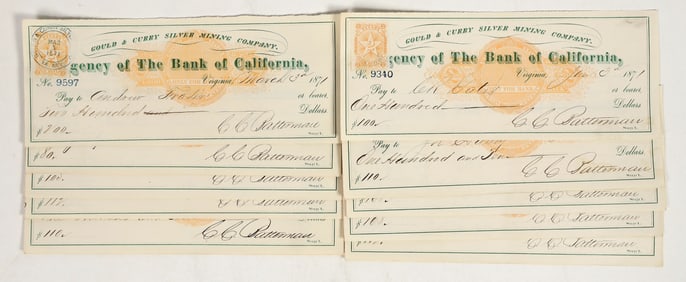 Gould & Curry Silver Mining Check Collection Signed by CC Batterman (10) [198233]