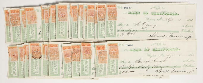 Gould & Curry Silver Mining Check Group, Bank of California, 1860s (50) [201970]