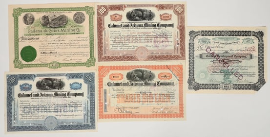 Bisbee, Arizona Mining Stock Certificate Group (5) [200850]