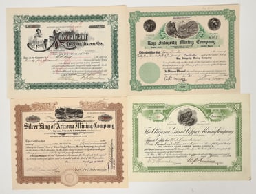 Four Different Pinal County, Arizona Mining Stock Certificates [200843]