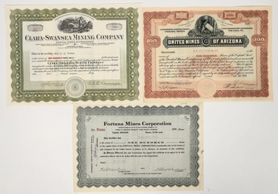 Three Different Yuma County, Arizona Mining Stock Certificates  [200846]