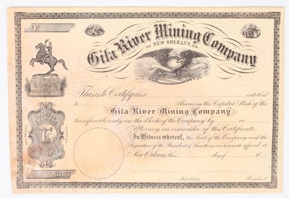 Gila River Mining Company of New Orleans, LA, Stock Certificate [200874]