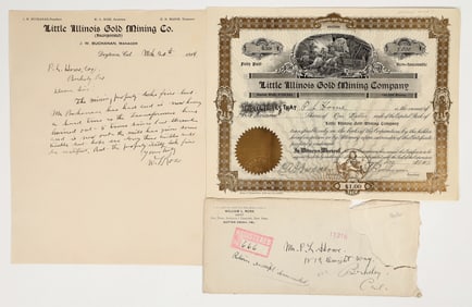 Little Illinois Gold Mining Co. Stock & Letter, 1914, Drytown, CA [201690]