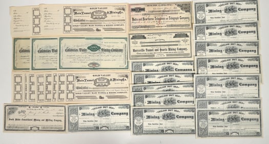 California Unissued Mining Stock Group Plus Bonus Issued Bodie, CA Stock [200860]