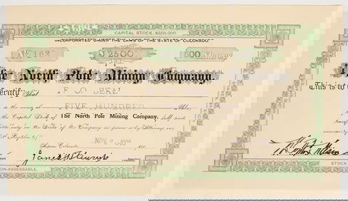 North Pole Mining Company Stock Certificate [201540]