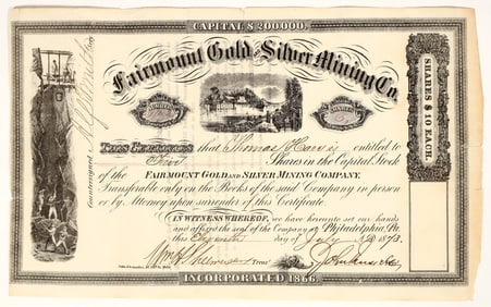 Fairmount Gold & Silver Mining Co. Stock Certificate [200307]