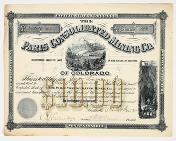 Paris Consolidated Mining Co. Stock Certificate [202563]