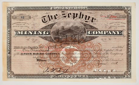 Zephyr Mining Company Stock Certificate [200865]