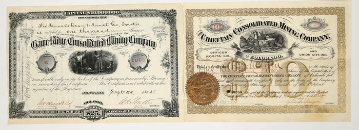 Two Different Rosita, Colorado Mining Stock Certificates [200862]