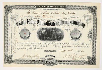 Game Ridge Consolidated Mining Company Stock Certificate [200868]