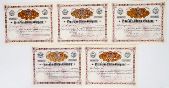 Penn Yan Mining Company Stocks with Gold Coin Vignettes [200870]