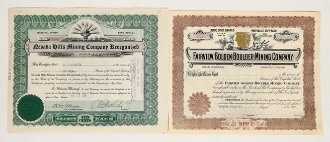 Fairview, Nevada Mining Stocks [200184]