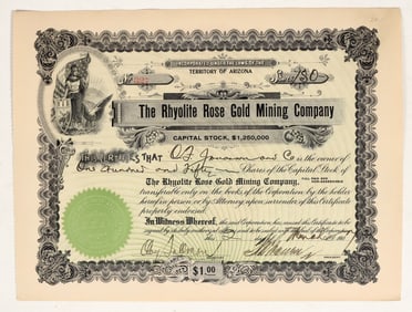 The Rhyolite Rose Gold Mining Co. Stock [200645]