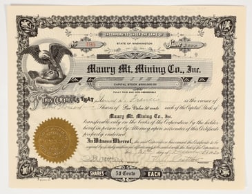 Maury Mt. Mining Company, Inc. Stock Certificate [201681]