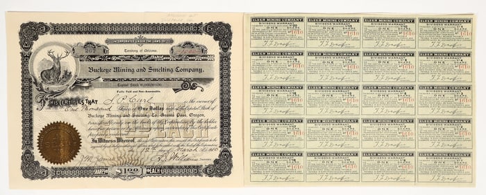 Two Josephine County, Oregon Mining Stock Certificates [201694]