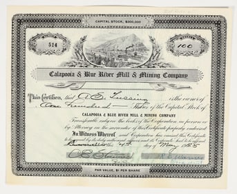 Calapooia & Blue River Mill & Mining Company Stock Certificate, 1925 [201705]