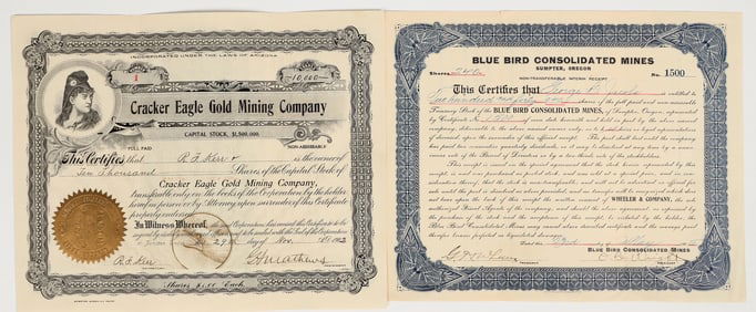 Two Different Sumpter, Oregon Mining Stock Certificates [201703]