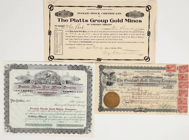 Three Different Early Oregon Mining Stock Certificates [201684]