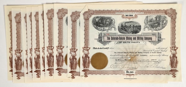 Colorado-Dakota Mining & Milling Co. Stock Certificates (10) [198226]