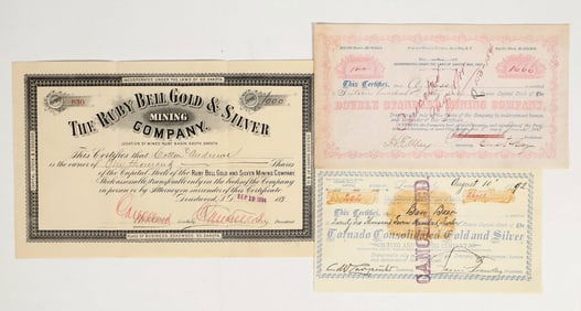Three Different Choice Lawrence County, South Dakota Mining Stock Certificates [198222]