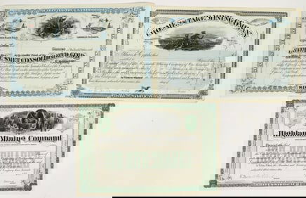 Three Different Lawrence County, South Dakota Stocks incl. Lloyd Tevis Auto. [201557]