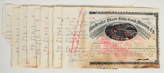 Rochester Black Hills Gold Mining Company Stock Certificates (13 [198229]