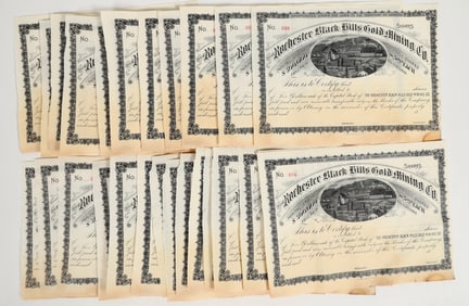 Rochester Black Hills Gold Mining Company Stock Certificates (38) [198227]