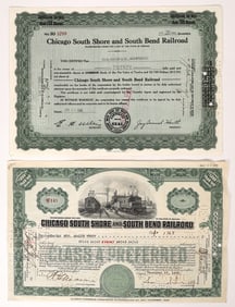 Chicago South Shore & South Bend RR Stocks 1926 1945 2 certs [176029]
