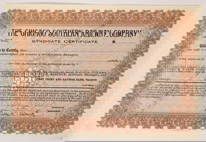 Chicago Southern Railway Co Bond 1907 1 cert [176028]