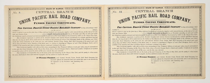 Union Pacific Railroad Company, Central Branch, Funded Coupon Certificates  [200816]